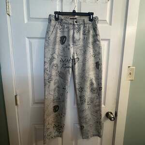 RIPNDIP Sharpie Denim Pants Light Wash Doodle Print Jeans Size 30 Streetwear